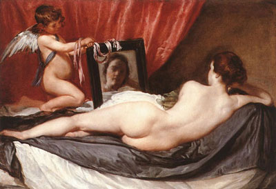  Vénus à son miroir, connue aussi sous le nom de La Venus del Espejo, est une peinture de Diego Velázquez. Galerie Nationale, Londre. 1648-1651